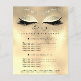 Makeup Artist Beauty Lash Glitzer Preisliste Gold Flyer
