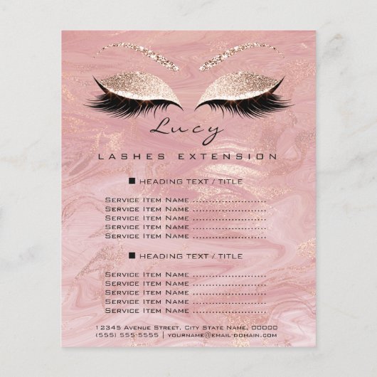 Makeup Artist Beauty Lash Glitzer Preisliste Marbl Flyer (Hinten)