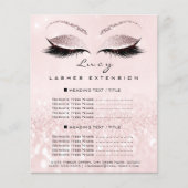 Makeup Artist Beauty Lash Glitzer Preisliste Rosa Flyer (Vorne)