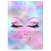 Makeup Artist Beauty Lashes Glitzer Pink Blue Klemmbrett (Rückseite)