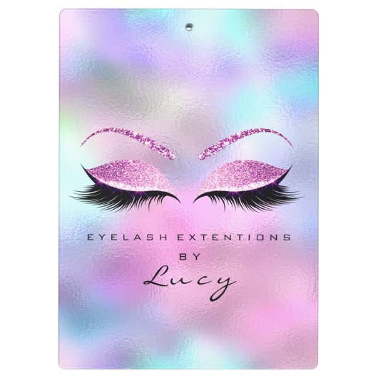 Makeup Artist Beauty Lashes Glitzer Pink Blue Klemmbrett (Rückseite)