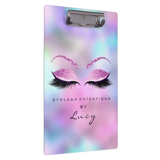 Makeup Artist Beauty Lashes Glitzer Pink Blue Klemmbrett (Rechts)