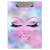 Makeup Artist Beauty Lashes Glitzer Pink Blue Klemmbrett (Vorderseite)
