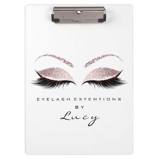 Makeup Artist Beauty Lashes Glitzer Pink White Klemmbrett (Vorderseite)