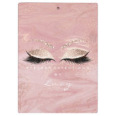 Makeup Artist Beauty Lashes Glitzer Rosa Marmor Klemmbrett (Rückseite)