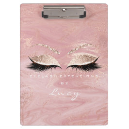 Makeup Artist Beauty Lashes Glitzer Rosa Marmor Klemmbrett
