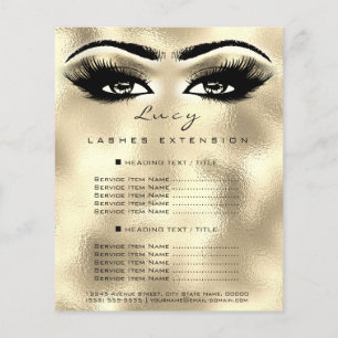 Makeup Artist Beauty Lashes Gold Preisliste Augen Flyer