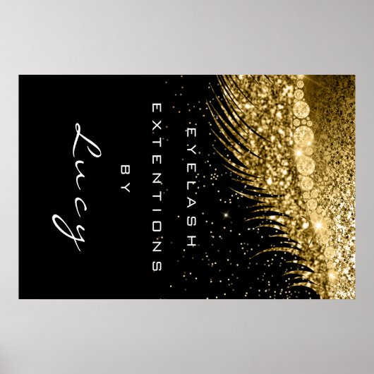 Makeup Artist Beauty Lashes Golden Confetti Black Poster (Vorne)