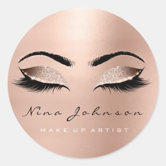 Makeup Artist Beauty Rose Gold Eye Glitzer Lashes Runder Aufkleber (Vorderseite)