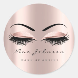 Makeup Artist Beauty Rose Gold Eye Lashes Name Runder Aufkleber