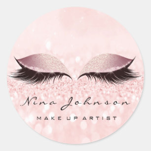 Makeup Artist Beauty Rose Rosa Augen Glitzer Lashe Runder Aufkleber