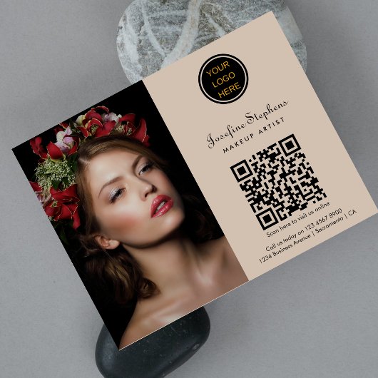 Makeup Artist Beauty Salon Business Logo QR Code Flyer
