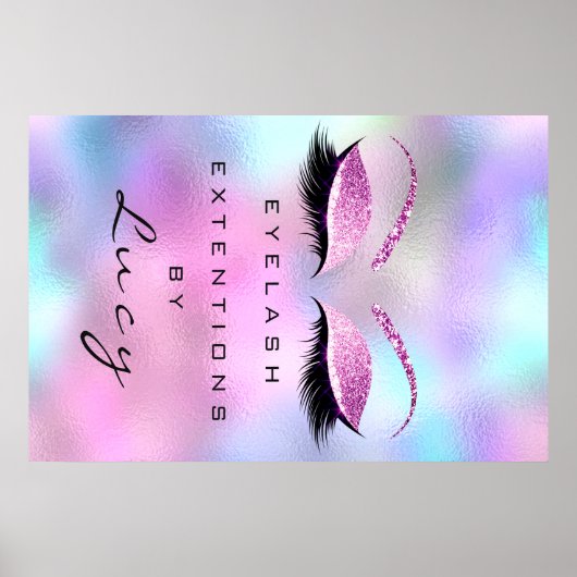 Makeup Artist Beauty Salon Eyebrow Pink Glitzer Poster (Vorne)