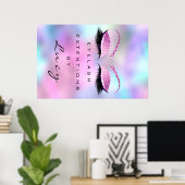 Makeup Artist Beauty Salon Eyebrow Pink Glitzer Poster (Heimbüro)