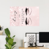 Makeup Artist Beauty Salon Eyebrow Pink Glitzer Poster (Heimbüro)