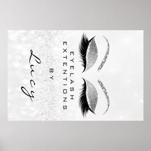 Makeup Artist Beauty Salon Eyebrow Silver Glitzer Poster (Vorne)