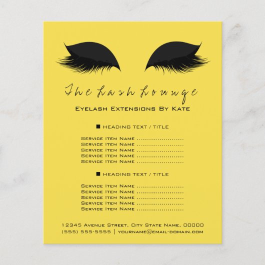 Makeup Artist Beauty Salon Flyer Black Yellow (Vorne)