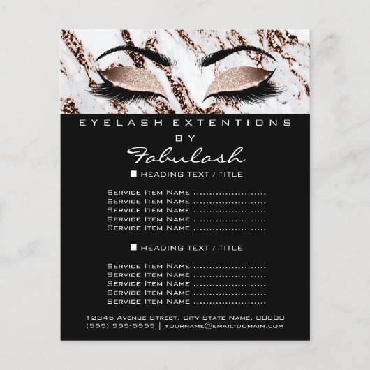 Makeup Artist Beauty Salon Flyer Marmorkupfer (Vorne)