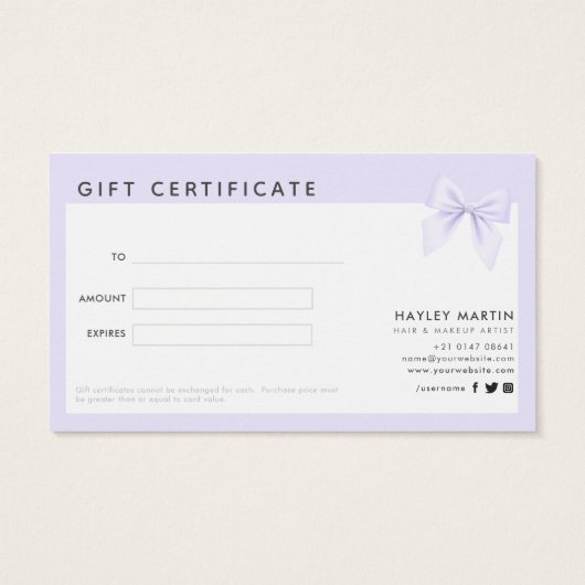 Makeup Artist Beauty Salon Geschenkgutscheine (Rückseite)