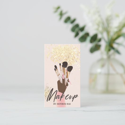 Makeup Artist Beauty Salon Glam Pink Gold Cream Bu Visitenkarte (Stehend Vorderseite)