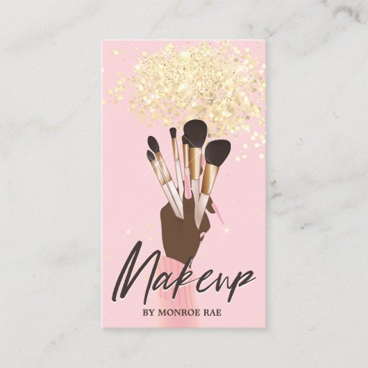 Makeup Artist Beauty Salon Glam Pink Gold Glitzer Visitenkarte (Vorderseite)