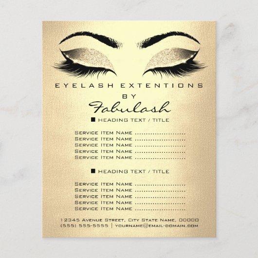 Makeup Artist Beauty Salon Glitzer Goldpreise Flyer (Vorne)