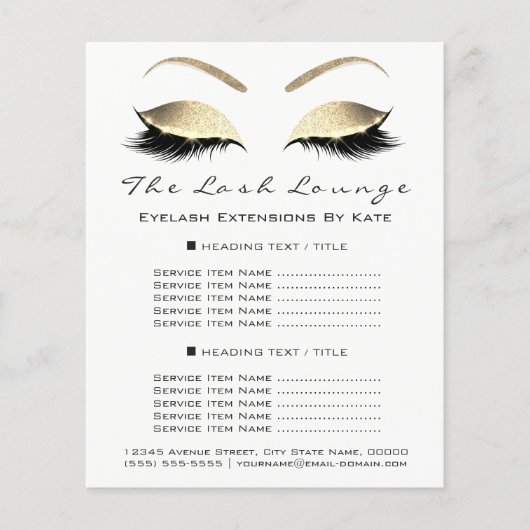 Makeup Artist Beauty Salon Gold Glitzer Flyer Glam (Vorne)