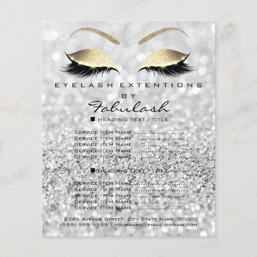 Makeup Artist Beauty Salon Gold Glitzer Flyer Grau (Vorne)