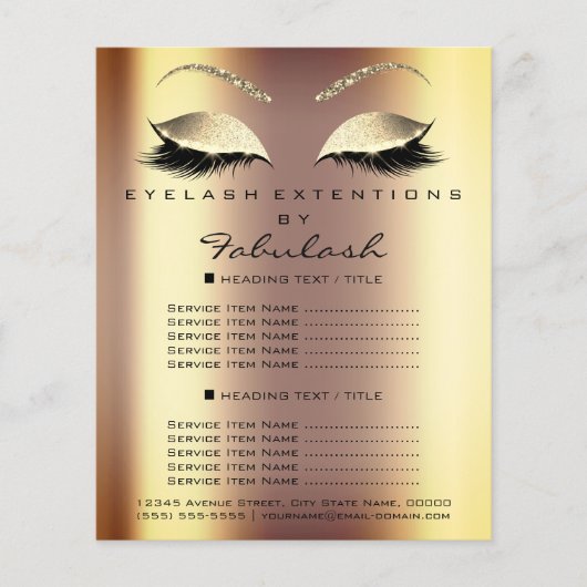 Makeup Artist Beauty Salon Gold Glitzer Flyer Imit (Vorne)