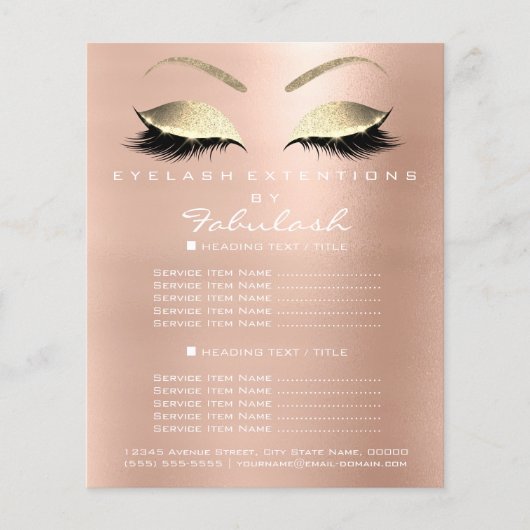 Makeup Artist Beauty Salon Gold Glitzer Flyer Pink (Vorne)