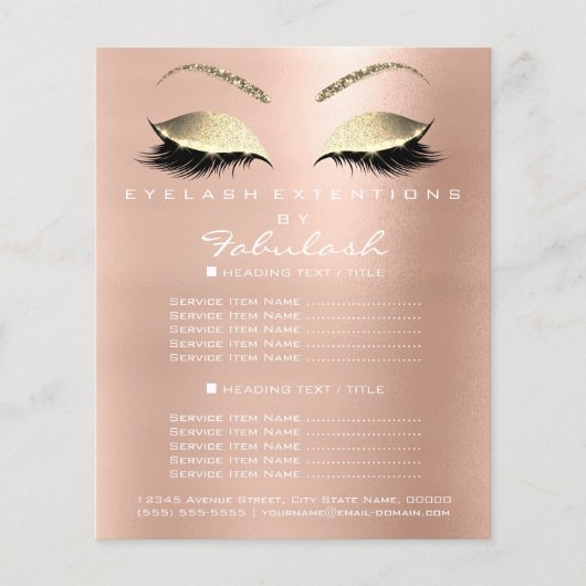 Makeup Artist Beauty Salon Gold Glitzer Flyer VIP (Vorne)