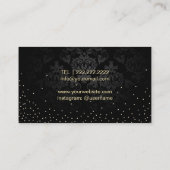 Makeup Artist Beauty Salon Gold Kiss Black Damask Visitenkarte (Rückseite)