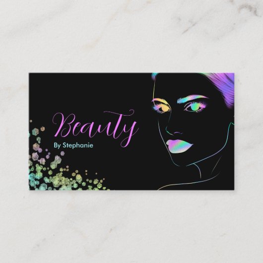 Makeup Artist Beauty Salon Holographic Glitzer Visitenkarte (Vorderseite)