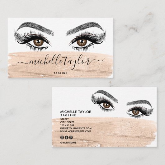 Makeup artist Beauty Salon Lash Extension Blush Visitenkarte (Vorne/Hinten)