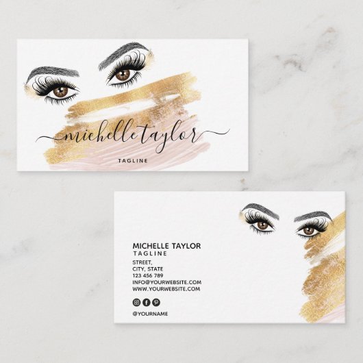 Makeup artist Beauty Salon Lash Extension Feather Visitenkarte (Vorne/Hinten)