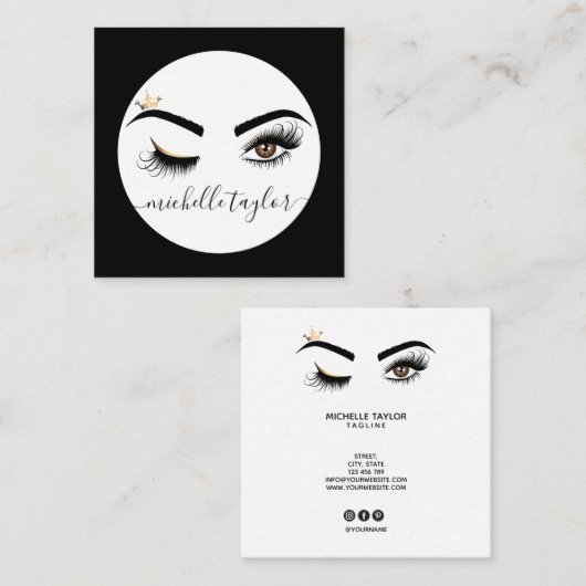 Makeup artist Beauty Salon Lash Extension wink eye Quadratische Visitenkarte (Vorne/Hinten)