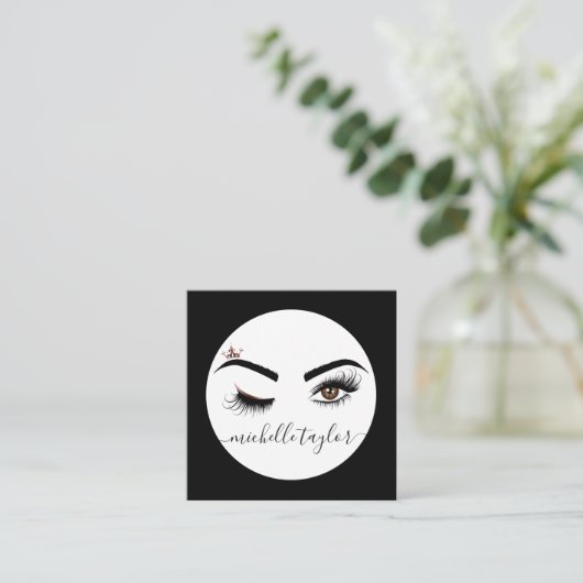 Makeup artist Beauty Salon Lash Extension wink eye Quadratische Visitenkarte (Stehend Vorderseite)