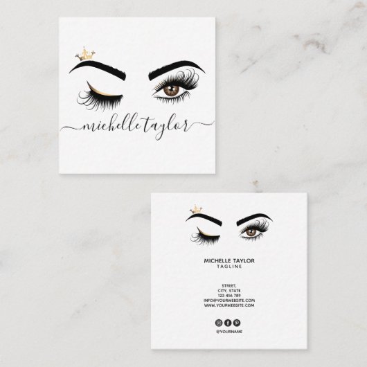 Makeup artist Beauty Salon Lash Extension wink eye Quadratische Visitenkarte (Vorne/Hinten)