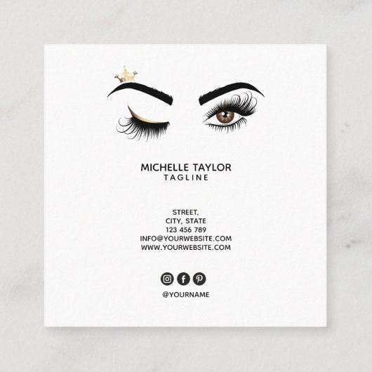 Makeup artist Beauty Salon Lash Extension wink eye Quadratische Visitenkarte (Rückseite)
