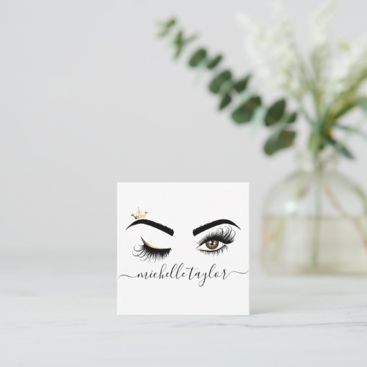 Makeup artist Beauty Salon Lash Extension wink eye Quadratische Visitenkarte (Stehend Vorderseite)