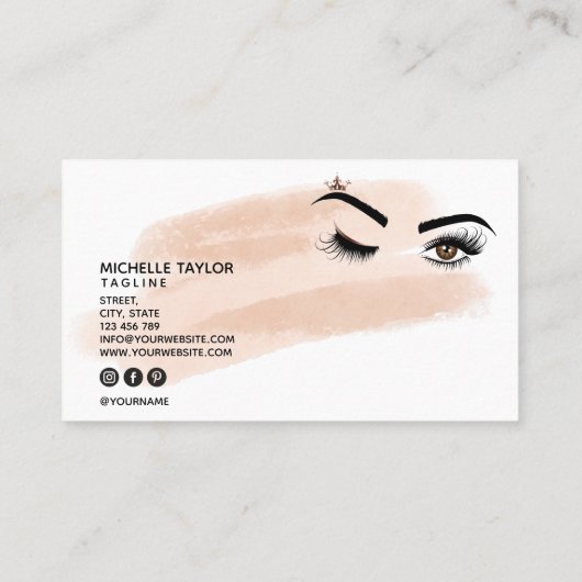 Makeup artist Beauty Salon Lash Extension wink eye Visitenkarte (Rückseite)