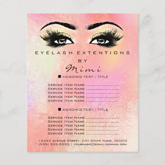 Makeup Artist Beauty Salon Lash Flyer Pastel Ombre (Vorne)