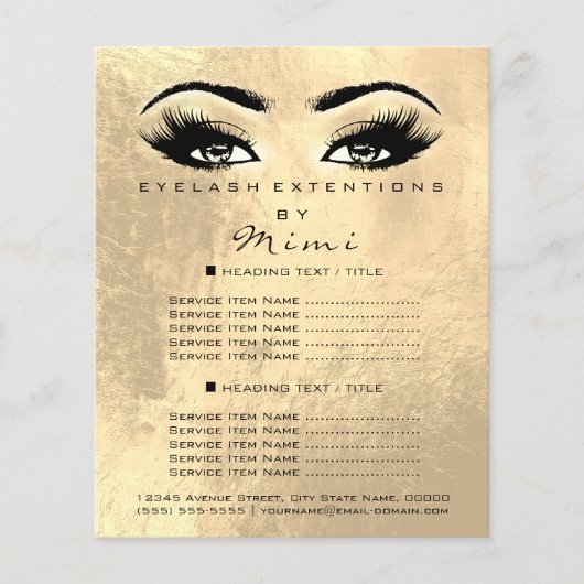 Makeup Artist Beauty Salon Lashes Braun Flyer Gold (Vorne)