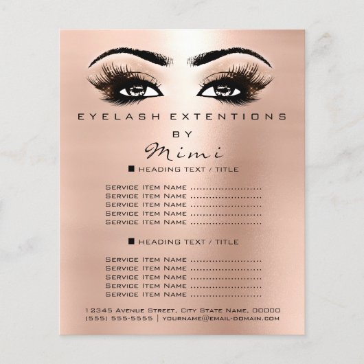 Makeup Artist Beauty Salon Lashes Flyer Rose Gold (Vorne)