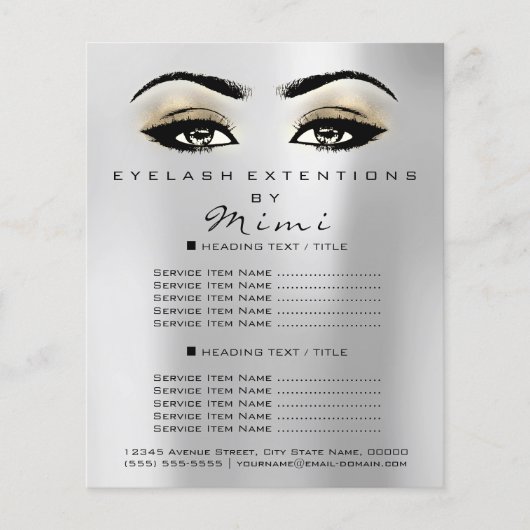 Makeup Artist Beauty Salon Lashes Flyer Silver Lux (Vorne)