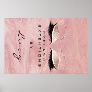 Makeup Artist Beauty Salon Lashes Pink Glitzer Poster