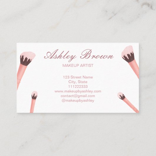 Makeup Artist Beauty Salon Pinsel Pink Glitzer Visitenkarte (Rückseite)