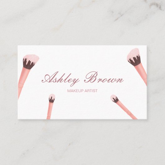 Makeup Artist Beauty Salon Pinsel Pink Glitzer Visitenkarte (Vorderseite)