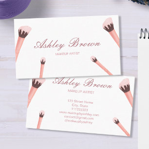 Makeup Artist Beauty Salon Pinsel Pink Glitzer Visitenkarte