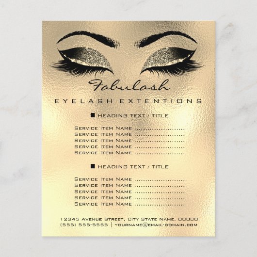 Makeup Artist Beauty Salon Preisliste Flyer Browns (Vorne)